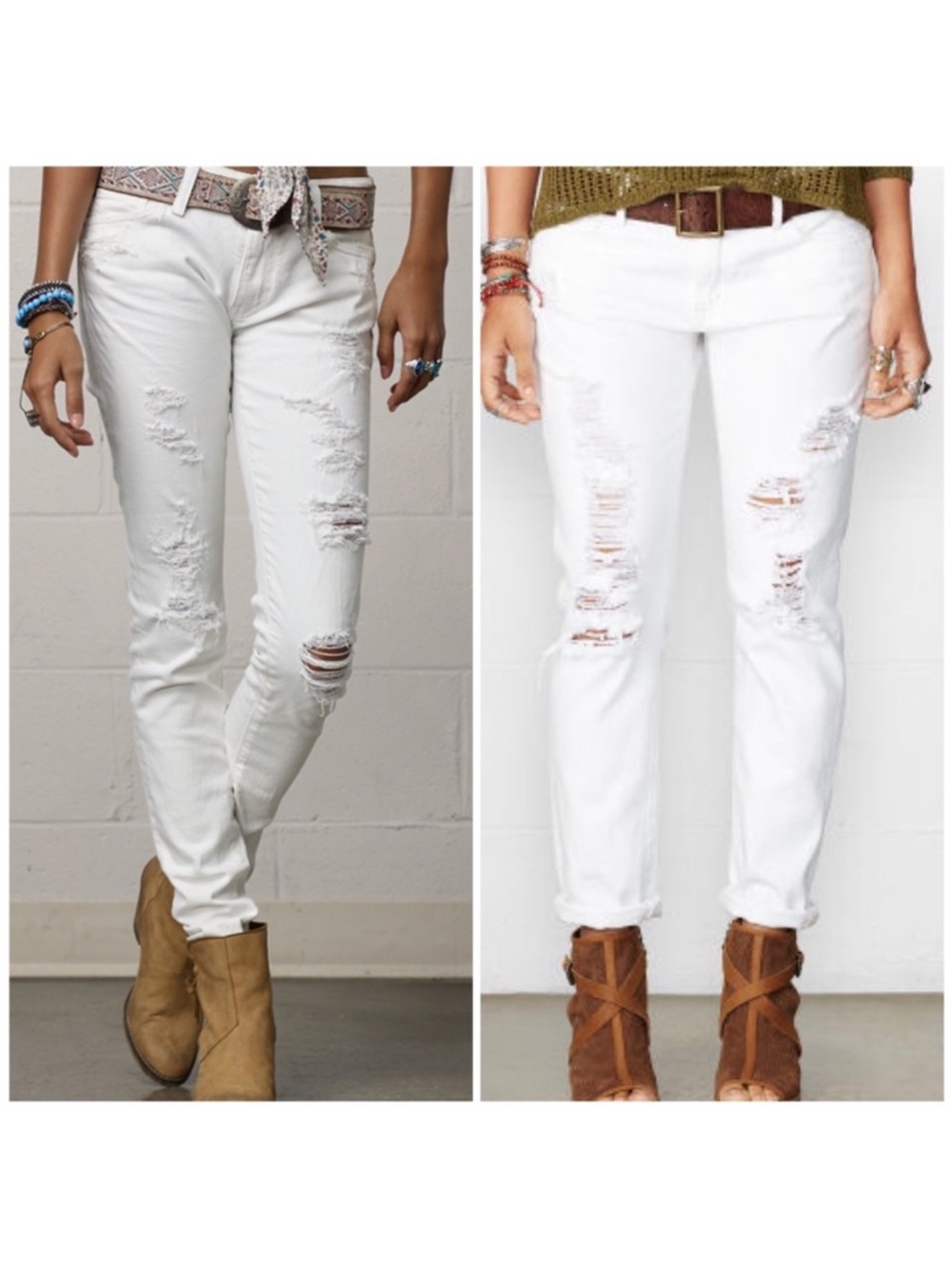 Denim & Supply White/Cream Distressed Women’s Jeans - Skinny Boyfriend 28